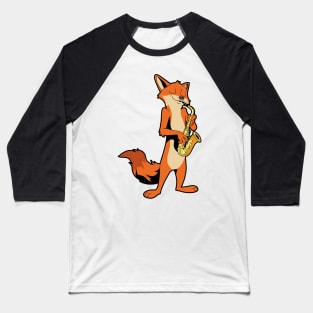 Comic fox playing saxophone Baseball T-Shirt